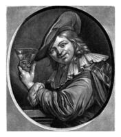 jong Mens met een roemer, Abraham bloling, na Jakob toorenvliet, 1652 - 1690 foto