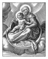 Maria met de Christus kind Aan de halve maan maan foto