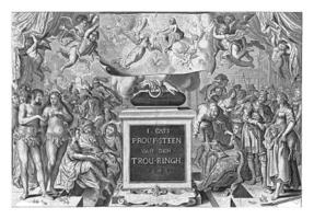 titel bladzijde voor 's weerts beginnen, centrum, Eynde ingesloten in hol trov-ringh door Jakob katten, 1643 foto