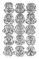 vijftien brief monogrammen efn-fgk, daniël de lafeuille, c. 1690 - c. 1691 foto