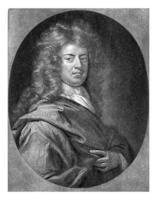 portret van de tekenaar en schilder heb gefrituurd kneller, pieter schenk i, na John Smith printmakeruitgever, 1670 - 1713 foto