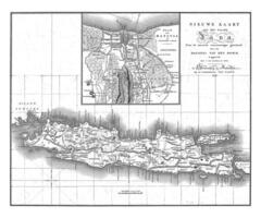 kaart van Java met een kaart van Batavia, c. busje baarsel en zoon, na Johannes busje hol bosch, 1816 foto