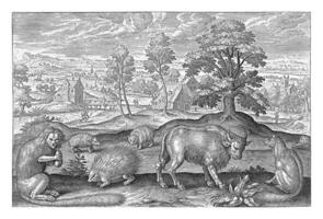 verschillend dieren, adriaen collaert, 1595 - 1599 foto