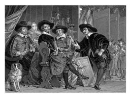 de vier overmannen van de handboog st sebastiaan doelen in Amsterdam, 1653 foto