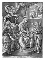Maria voeden de Christus kind, antonie wierix iii toegeschreven aan tot, na hieronymus Wierix, 1563 foto