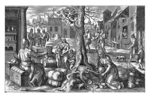 gierigheid, de Gevaar van rijkdom, hans collaert i, na crispijn busje hol broek, 1577 foto
