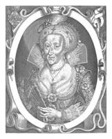 buste portret van anne van Denemarken, koningin van Engeland, simon busje de pas, 1617 foto