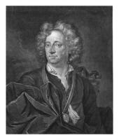 zelfportret van pieter schenk, pieter schenk i, na david hoi, 1709 - 1713 foto