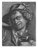 lachend jongen met een glas, petrus kampeerder, 1742 foto