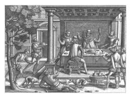 lazarus bedelen Bij de rijk man's feest, anoniem, pieter busje der borcht i, c. 1575 - c. 1599 foto