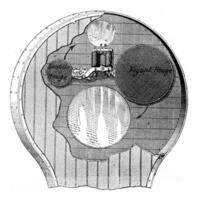 binnen de hal signaal, wijnoogst gravure. foto