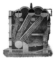 boiler opschudding, wijnoogst gravure. foto