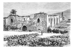 kathedraal van heilige John de baptist in Samaria, Israël, wijnoogst gravure foto