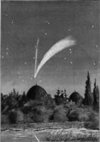 de Super goed komeet donati van 1858, wijnoogst gravure. foto