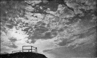 fotografisch studie van wolken, wijnoogst gravure. foto