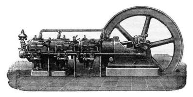 letombe motor, wijnoogst gravure. foto