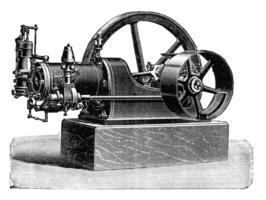 alcohol motor Charon, wijnoogst gravure. foto