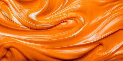 ai gegenereerd een levendig detailopname van een glinsterend oranje vloeistof foto