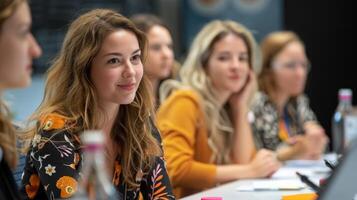 ai gegenereerd leidend stemmen Dames bevoegd in politiek strategie foto