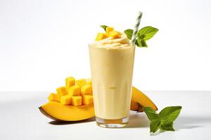 ai gegenereerd mango milkshake detailopname foto