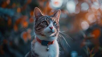 ai gegenereerd kat met een kat halsband professioneel fotografie foto