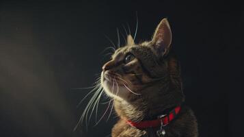 ai gegenereerd kat met een kat halsband professioneel fotografie foto