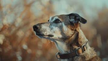 ai gegenereerd hond met een hond halsband professioneel fotografie foto