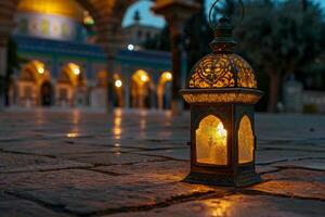 ai gegenereerd Ramadan achtergrond lantaarns. Ramadan viering. ai generatief foto