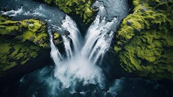 ai gegenereerd waterval in IJsland, natuur foto