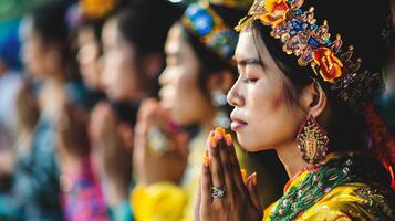 ai gegenereerd mensen Bijwonen een religieus ceremonie foto