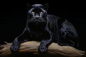 ai gegenereerd detailopname portret van een zwart jaguar op zoek direct Bij de kijker, generatief ai foto