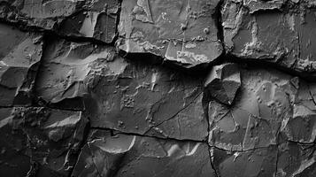 ai gegenereerd zwart wit steen textuur. steen, muur, achtergrond, basalt, materiaal, grunge, patroon, oud, donker foto