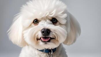 ai gegenereerd een bichon fis hond Aan wit achtergrond foto