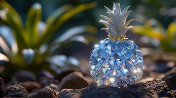 ai gegenereerd een artistiek interpretatie van een ananas gemaakt geheel van diamanten foto