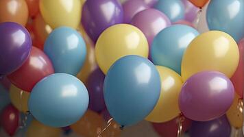 ai gegenereerd kleurrijk ballonnen in de lucht, kleurrijk ballonnen achtergrond, gekleurde ballon behang, gelukkig achtergrond foto