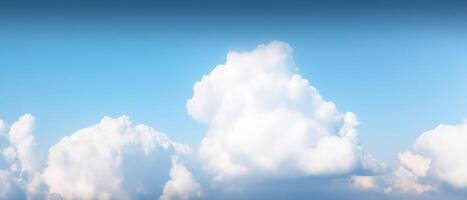 ai gegenereerd majestueus wit cumulus wolken afdrijven aan de overkant een Doorzichtig blauw lucht. gemaakt met generatief ai foto