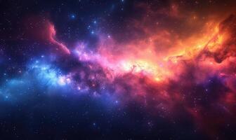 ai gegenereerd kleurrijk nevel in ruimte met sterren foto