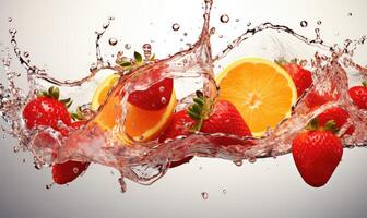 ai gegenereerd fruit in water kleur schilderij stijl Aan wit achtergrond foto