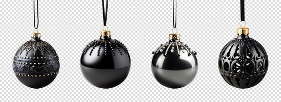 ai gegenereerd reeks van zwart Kerstmis bal decoraties, generatief ai foto