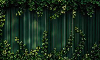 ai gegenereerd groen muur met klaver groeit Aan het. groen achtergrond. foto