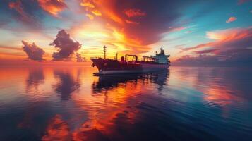 ai gegenereerd groot boot drijvend Aan top van een lichaam van water foto