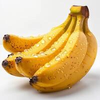 ai gegenereerd rijp bananen met water druppels foto