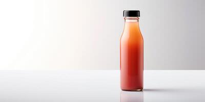 ai gegenereerd vers tomaat sap in glas fles foto
