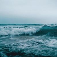 ai gegenereerd oceaan golven rustgevend foto