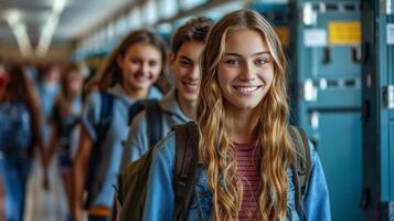 ai gegenereerd groep van jong mensen staand samen foto