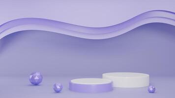 3d renderen Purper abstract achtergrond met wit podium foto