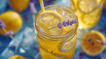 ai gegenereerd lavendel limonade Aan achtergrond foto