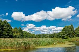 mooi landschap meer tegen de blauw lucht foto