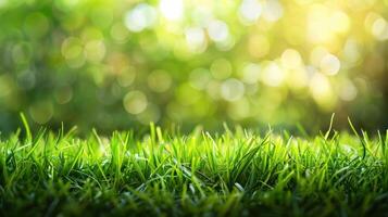 ai gegenereerd gras en onscherp groen achtergrond foto