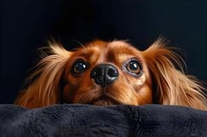 ai gegenereerd eenvoudig schattig mooi hond banier met een achtergrond van vreugde foto